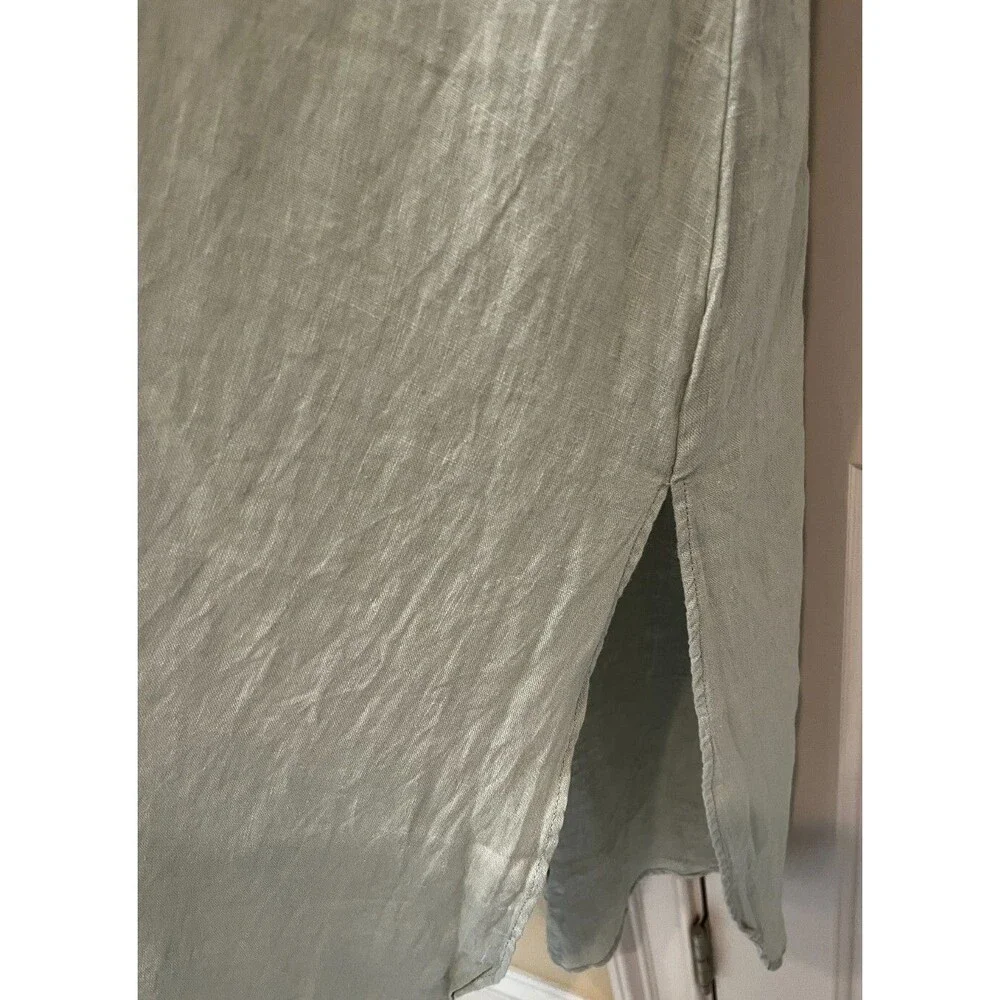 Zara NWT Sage Green Lovina Linen Short Sleeve Button Front Midi Dress sz XS NEW - Picture 5 of 15